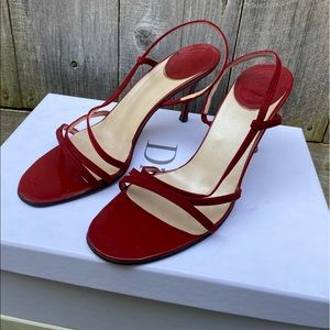 ❌SOLD❌Vintage Dior Strappy Red Kitten Heel Sandals
